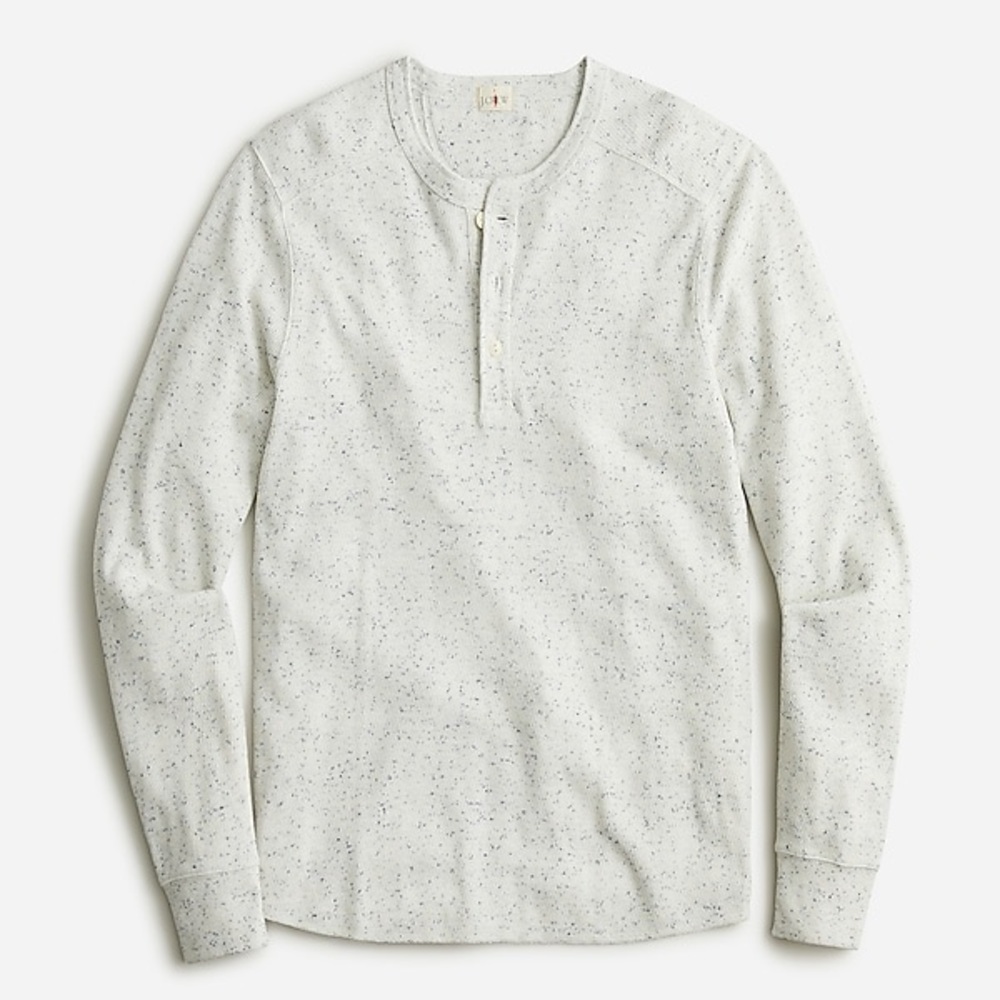 J.Crew Cotton waffle henley in Heather Ivory (BK530 NWT)